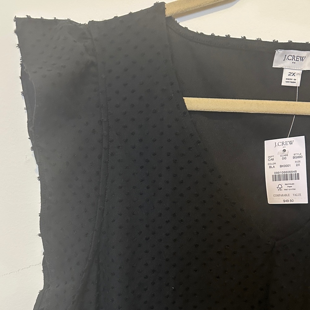 J. Crew Black Textured V-Neck Blouse